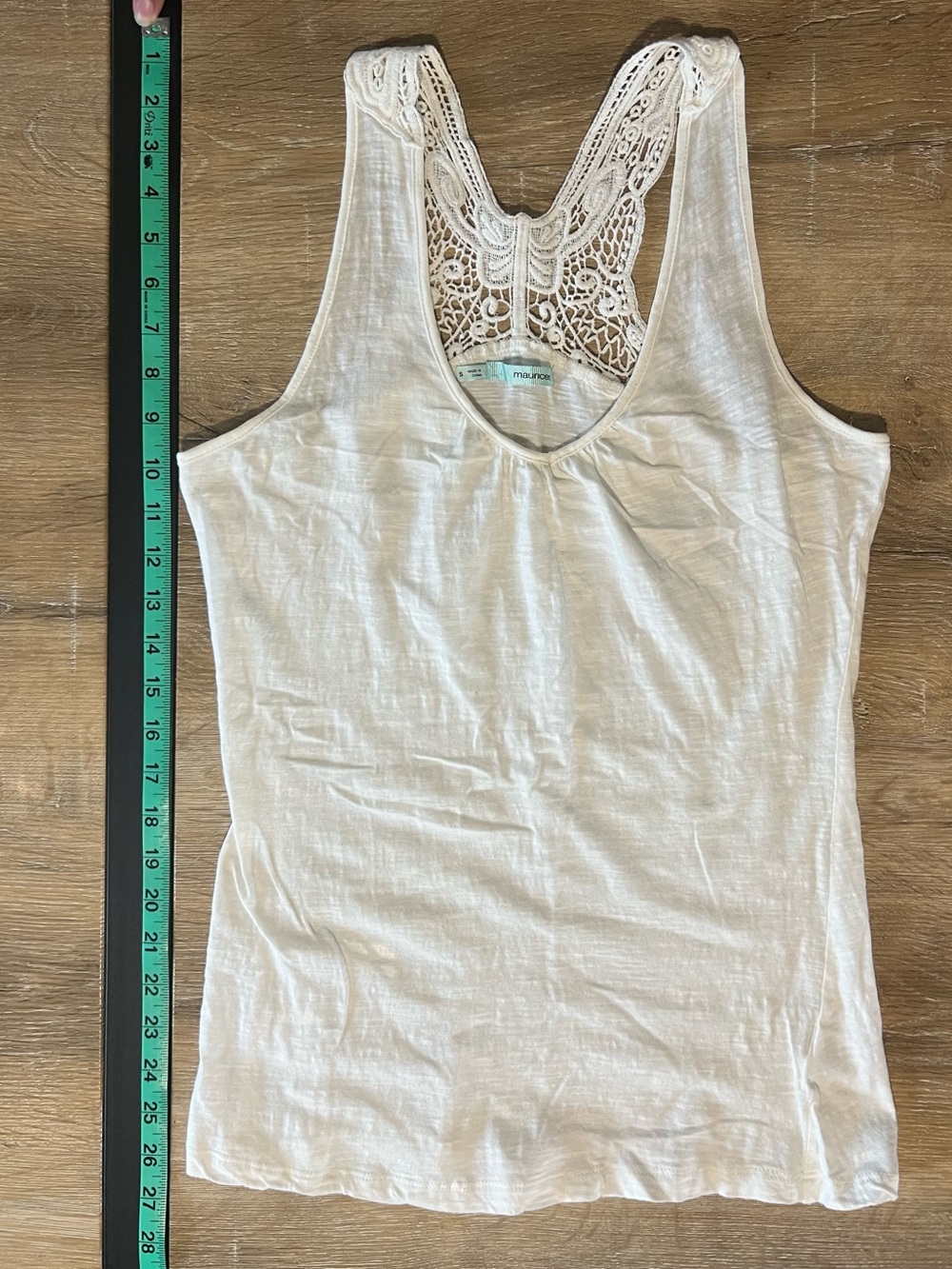 Maurices Cream Crochet Racerback Tank